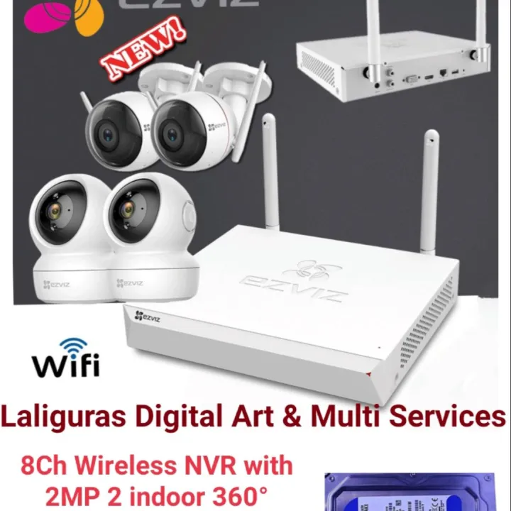 Hikvision Ezviz Channel Wireless NVR With Indoor PTZ Outdoor  Wireless IP 2MP CCTV Camera