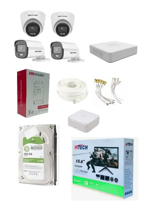 Hikvision Color Night Vision Channel HD Audio ColorVU CCTV Package with  DVR, 500 GB Hard Disk 15